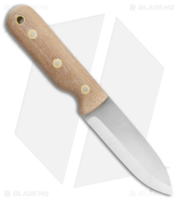Battle Horse Knives Bushcrafter Fixed Blade Knife Natural Micarta (4" Satin) Battle Horse Knives Bushcrafter Fixed Blade Knife Natural Micarta (4" Satin) -Blade HQ Battle Horse Knives Bushcrafter Fixed Blade Knife Natural Micarta 4in Satin BHK BHQ 37842 LS Spine large