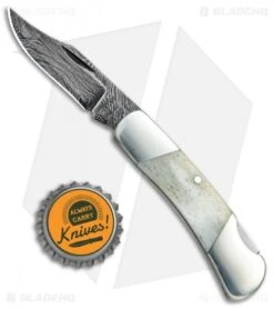 Bear & Son Cutlery Executive Lockback Knife Smooth Bone (2.25" Damascus) -Blade HQ Bear and Son Cutlery Executive LB Mastodon Ivory Damascus WSB26D BHQ 39461 jr bottlecap