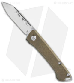 Buck Knives Buck 250 Saunter Drop Point Slip Joint Knife Green Micarta (2.3" Satin) 0250GRS
