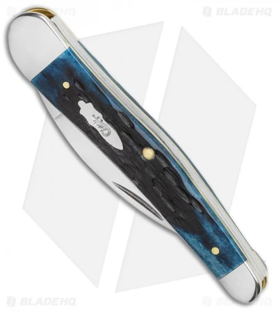 Case Seahorse Whittler Pocket Knife 4" Denim Blue Peach Seed Bone (6355WH SS) Case Seahorse Whittler Pocket Knife 4" Denim Blue Peach Seed Bone (6355WH SS) -Blade HQ Case Cutlery Blue Denim Bone Peach Seed Jig BHQ 117580 LS Spine