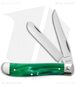 Case Cutlery Mini Trapper John Deere Pocket Knife 3.5" Smooth Green Kirinite
