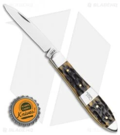 Case Cutlery Teardrop Pocket Knife Olive Green Peach Seed Jig Bone -Blade HQ Case Cutlery Teardrop Olive Bone 21510 BHQ 115042 LS Bottlecap