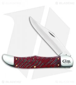 Red & Black Carbon Fiber/G-10 Weave Smooth Large Folding Hunter (10165 CV)