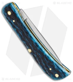 Case Sod Buster Jr Knife 2.8" Pocket Worn Blue Bone/Peach Seed Jig (6137 SS) -Blade HQ Case Sod Buster Jr Knife Pocket Worn Blue Bone Peach Seed Jig SS BHQ 140660 jr side