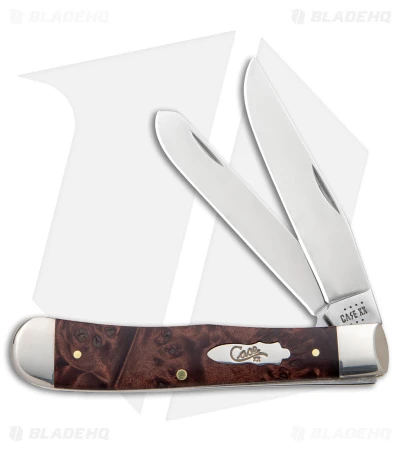 Case Trapper Knife 4.1" Brown Maple Burl Wood (7254 SS) 64060 Case Trapper Knife 4.1" Brown Maple Burl Wood (7254 SS) 64060 -Blade HQ Case Trapper Knife Brown Maple Burl Wood SS BHQ 140668 jr