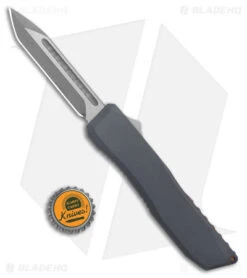 EOS Harpoon OTF Automatic Knife Tanto Gunmetal Alum/Flamed (3.75" Stonewash) -Blade HQ EOS Harpoon OTF Auto Tanto Gunmetal Aluminum Flamed SW BHQ 176932 jr bottlecap