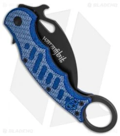 Fox Karambit Folding Knife Blue Twill G-10 (3" Black) 479BLT -Blade HQ Fox Karambit Blue Twill G10 Black BHQ 138463 td side