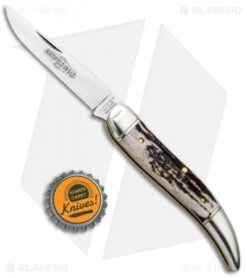 GEC #12 Northfield UN-X-LD Toothpick Slip Joint Knife (4.0" Sambar Stag) 128119 -Blade HQ GEC 12 Northfield UN X LD Copperhead 128119 BHQ 99183 jr bottlecap