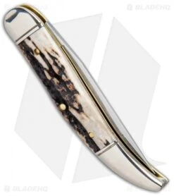 GEC #12 Northfield UN-X-LD Toothpick Slip Joint Knife (4.0" Sambar Stag) 128119 -Blade HQ GEC 12 Northfield UN X LD Copperhead 128119 BHQ 99183 jr side