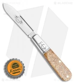 GEC #15 Tidoute Barlow Knife Glitter Gold Acrylic (2.75" Satin) 152121 -Blade HQ GEC 15 Tidoute Barlow Knife Glitter Gold Acrylic 2.75 Satin 152121 BHQ 121187 LS Bottlecap