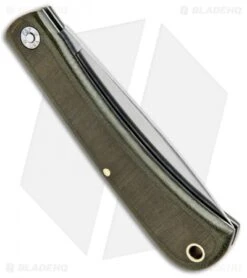 GEC #21 Farm & Field Bull Buster Slip Joint OD Green Linen Micarta (4.625"Satin) -Blade HQ GEC 21 Farm and Field Bull Buster SJ Green Linen Micarta Satin 215119 BHQ 93434 jr side
