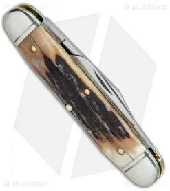 GEC #35 Northfield UN-X-LD Churchill Pocket Knife 3.75" Sambar Stag 351217 -Blade HQ GEC 35 Northfield UN X LD Churchill Sambar Stag 351217 BHQ 78012 jr side