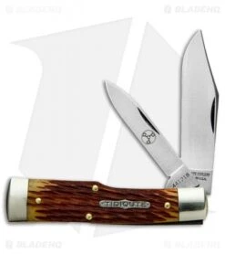GEC #44 Tidoute Gunstock Buffalo Jack Pocket Knife 3.375" Goldenrod Jigged Bone