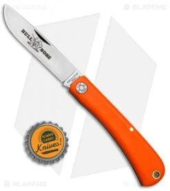 GEC #71 Farm & Field Bull Nose Slip Joint Orange Delrin (3.1" Satin) 715118 -Blade HQ GEC 71 Farm and Field Bull Nose SJ Orange Delrin Satin 715118 BHQ 84172 jr bottlecap