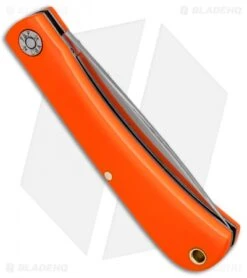 GEC #71 Farm & Field Bull Nose Slip Joint Orange Delrin (3.1" Satin) 715118 -Blade HQ GEC 71 Farm and Field Bull Nose SJ Orange Delrin Satin 715118 BHQ 84172 jr side