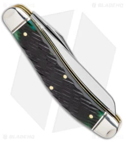 GEC #88 Tidioute Bayou Trapper Knife Swamp Green Jigged Bone Gator (3" Satin) -Blade HQ GEC 88 Tidioute Bayou Trapper Swamp Green Jigged Bone Satin BHQ 144438 jr side