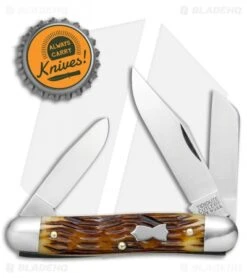 GEC #66 Tidioute Cutlery Stockman Pocket Knife 3.3" Autumn Jig Bone 661317 -Blade HQ GEC Tidioute Cutlery Stockman Autumn Jig Bone GEC661317A BHQ 74109 jr bottlecap