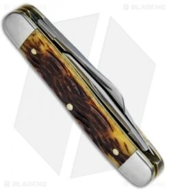 GEC #66 Tidioute Cutlery Stockman Pocket Knife 3.3" Autumn Jig Bone 661317 -Blade HQ GEC Tidioute Cutlery Stockman Autumn Jig Bone GEC661317A BHQ 74109 jr side