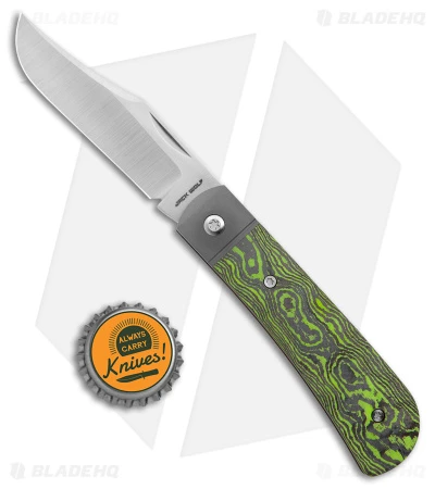 Jack Wolf Knives Benny's Clip Slip Joint Camo Carbon Toxic Green (3" Satin) Jack Wolf Knives Benny's Clip Slip Joint Camo Carbon Toxic Green (3" Satin) -Blade HQ Jack Wolf Knives Bennys Clip SJ Camo Carbon Toxic Green Satin BHQ 141957 jr bottlecap