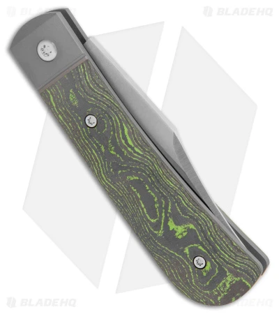 Jack Wolf Knives Benny's Clip Slip Joint Camo Carbon Toxic Green (3" Satin) Jack Wolf Knives Benny's Clip Slip Joint Camo Carbon Toxic Green (3" Satin) -Blade HQ Jack Wolf Knives Bennys Clip SJ Camo Carbon Toxic Green Satin BHQ 141957 jr side