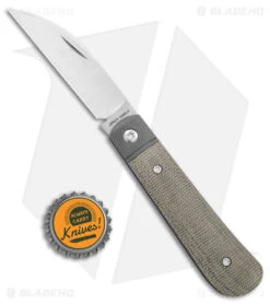 Jack Wolf Knives Laid Back Jack Slip Joint Knife OD Green Micarta (2.8" Satin) -Blade HQ Jack Wolf Knives Laid Back Jack OD Green Micarta SJ Satin BHQ 141942 jr bottlecap