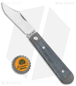 Jack Wolf Knives Little Bro Jack Slip Joint Knife Black Micarta (2.7" Satin) -Blade HQ Jack Wolf Knives Little Bro Jack SJ Knife Black Micarta Satin BHQ 141947 jr bottlecap