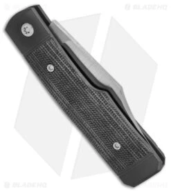 Jack Wolf Knives Sharpshooter Jack Slip Joint Knife Black Micarta (3" Satin) -Blade HQ Jack Wolf Knives Sharpshooter Jack Black Micarta Slipjoint 2in Satin BHQ 141933 td side