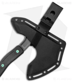 Jake Hoback Knives Ps2 Axe Carbon Fiber W/ Kydex Sheath (Green Bolts + Gray) -Blade HQ Jake Hoback Knives PS2 Axe CF Handle Kydex Sheath Green Anodized Bolts BHQ 175495 jr sheath