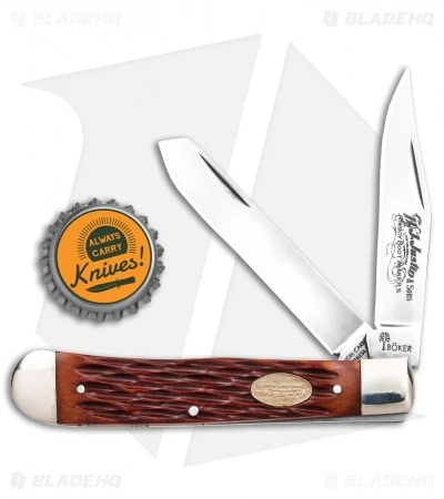 Boker H.J. Justin & Sons Trapper Knife 4" Jigged Bone Boker H.J. Justin & Sons Trapper Knife 4" Jigged Bone -Blade HQ Justin TS Trapper BHQ 115594 td size