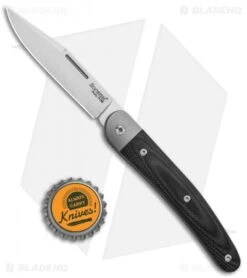 LionSteel Jack Slip Joint Knife One Function Black G-10 (3" Satin M390) -Blade HQ LionSteel Jack M390 Clip Blade SJ Ti Liner Black G 10 BHQ 125724 jr bottlecap