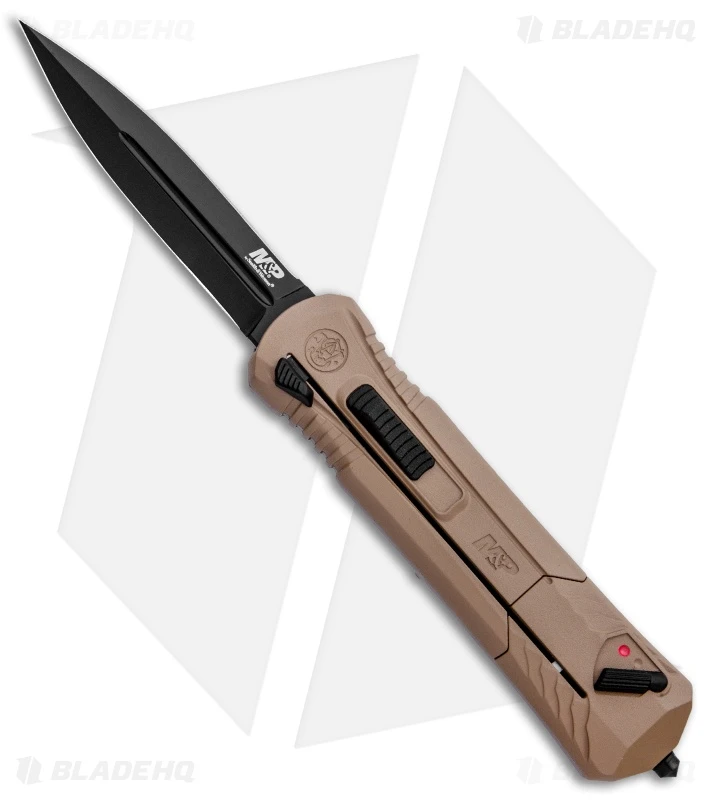 Smith & Wesson M&P OTF Spring Assisted Spear Point Knife Tan (3.5" Black) Smith & Wesson M&P OTF Spring Assisted Spear Point Knife Tan (3.5" Black) -Blade HQ MP OTF Assist Finger Actuator SP 1084315 BHQ 80730 jr large