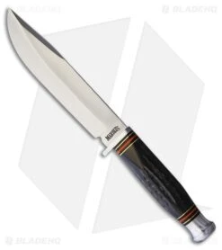 Marbles Bowie Horn Clip Point Knife Black Horn (6.25" Satin Stainless Steel)