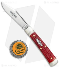 GEC Northfield UN-X-LD Clip Point Pocket Knife Red Jigged Bone (2.6" Satin) -Blade HQ Northfield UN X LD 1095 Carbon Steel Garnet Jigged Bone Red Satin BHQ 139482 jr bottlecap