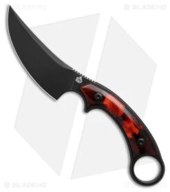 QSP Viper Fixed Blade Knife Tortoise Resin (4" Black Stonewash)