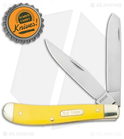 Old Timer Gunstock Trapper Knife 3.875" Yellow 94OTY Old Timer Gunstock Trapper Knife 3.875" Yellow 94OTY -Blade HQ Schrade Old Timer Gunstock Trapper Yellow BHQ 22187 jr bottlecap