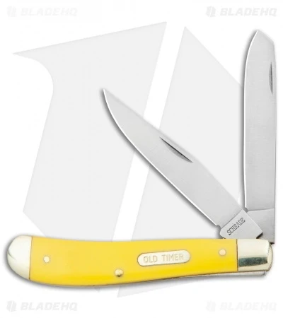 Old Timer Gunstock Trapper Knife 3.875" Yellow 94OTY Old Timer Gunstock Trapper Knife 3.875" Yellow 94OTY -Blade HQ Schrade Old Timer Gunstock Trapper Yellow BHQ 22187 jr