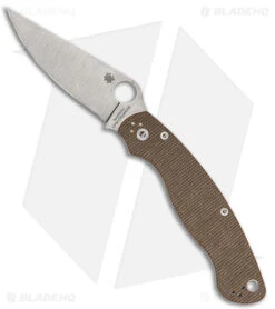 Spyderco Military 2 Compression Lock Knife Brown Micarta (4" Satin CRU-WEAR)