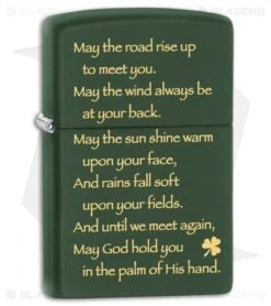 Zippo Lighter Matte Green Irish Blessing 28479