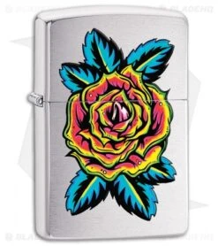 Zippo Lighter Flower Tattoo (Brushed Chrome) 11987