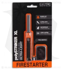 Exotac PolySTRIKER XL Ultra-Light Fire Starter Ferro Rod (Orange)