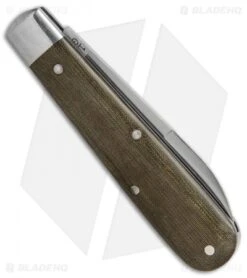 GEC #14 Tidoute Boy's Knife 2.325" OD Green Linen Micarta 142116 -Blade HQ great eastern cutlery tidoute boys knife knifebright od green 142116 BHQ 37147 er side