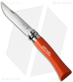 Opinel Knives No. 7 Stainless Steel Knife Orange Beech Wood (3" Satin) #7 SS