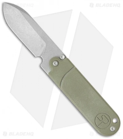 Serge Panchenko Bean Flipper OD Green G-10 (2" Tumbled) Serge Panchenko Bean Flipper OD Green G-10 (2" Tumbled) -Blade HQ sp bean od green g10 cm